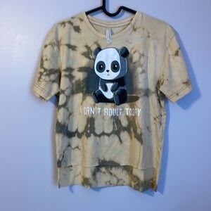 TeeTurtle Handmade Bleach Tie Dye Cropped Hi Low Panda T-shirt size S